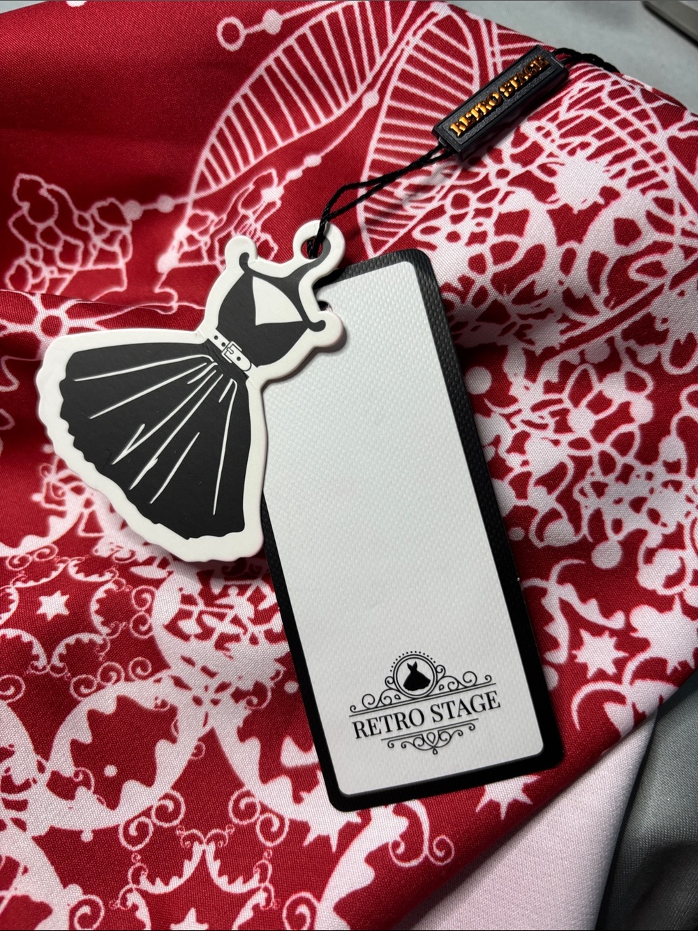 Off-Shoulder Red Fit-and-Flare Dress with Snowflake Detail - Picture 3 of 4